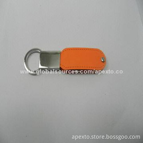Fashionable Orange Leather USB Flash Memory with Up to 32GB Capacity, OEM and ODM Orders Welcomed